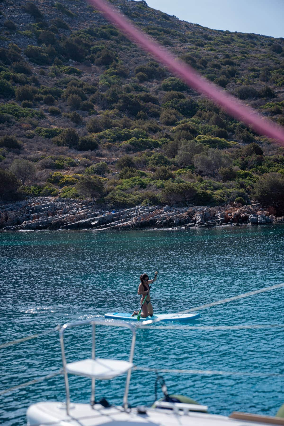 A quiet swim in a sheltered cove on Crete's northeast coast